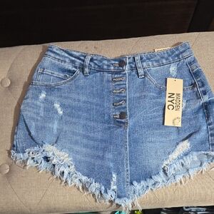 Madden NYC Distressed Denim Skort